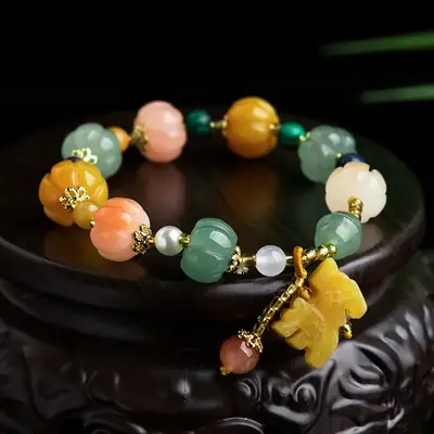 Natural Xinjiang Golden Silk Jade Bracelet Dongling Jade Topaz Original