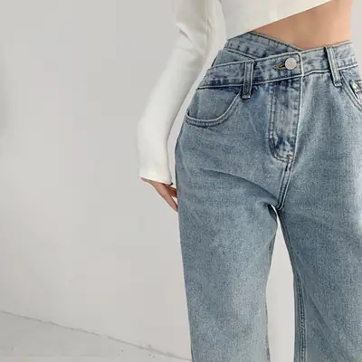 Women's Light Blue Denim Jeans 2022 Spring Summer