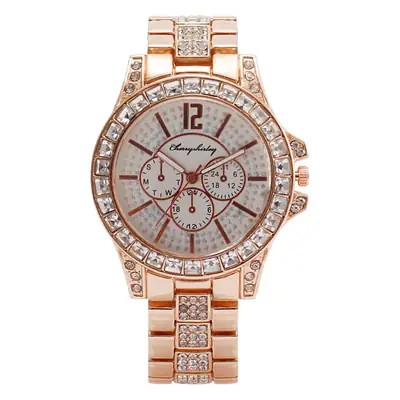 Gold Full Diamond Men's Watch with Three Subdials