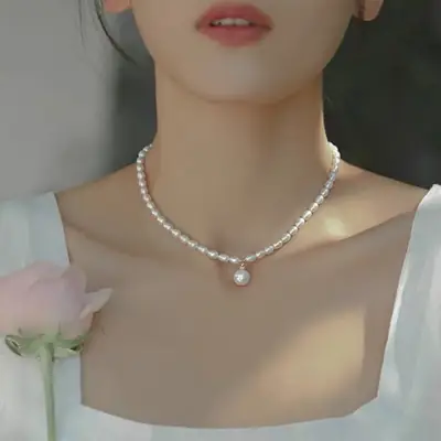 14K Gold Pearl Necklace for Women