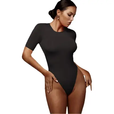 Women's White Tight Half Sleeve Base Coat Jumpsuit