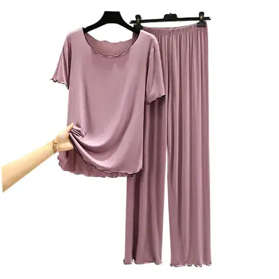 Women's Green Modal Pajama Set Loose Fit Plus Size