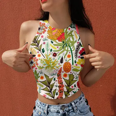 2021 Floral Halberate Vests Women Summer Top