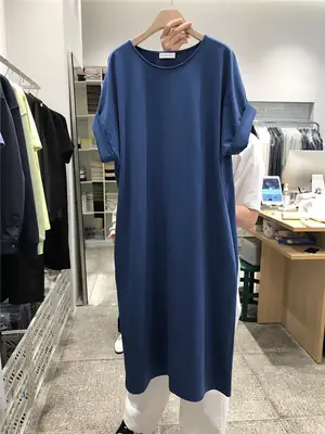 Women Loose Sleeve T-Shirt Mid Length Cotton Summer Dress