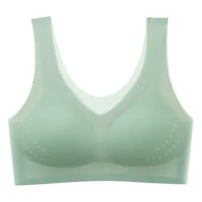 Summer ultra-thin ice silk seamless underwear women's thin breathable one-piece beauty back vest big chest small sleep bra
