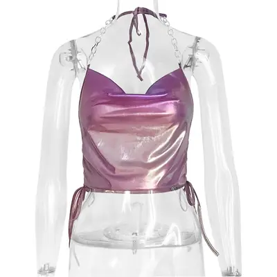 2023 Women's Silver Holographic Sleeveless Top