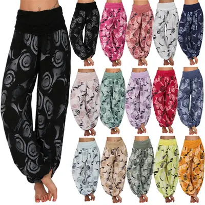 2022 Women's Printed Loose Harem Pants Spring Summer