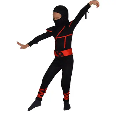 Japanese Ninja Kids Night Suit Black Red Mask