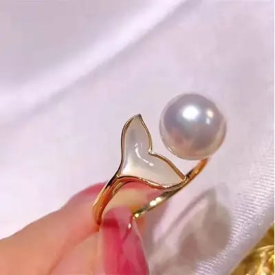 Natural Pearl Ring Fish Has You 7-8 Basic Round, Flawless Gloss, Good Fashionable and Versatile, Cute and Fresh