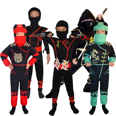 Kids Japanese Ninja Costume with Knife Assassin Suit Night Mask