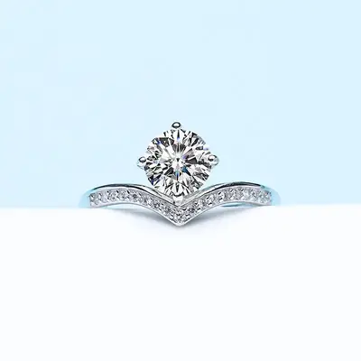 S925 Silver Moissanite Princess Diamond Ring for Women