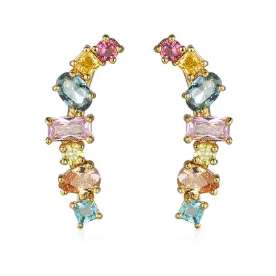 Copper Zircon Earrings Women's New Style Color Matching Jewelry