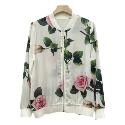 Chiffon Floral Zipper Jacket Women European 2025
