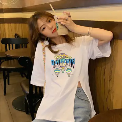 Women White Cartoon Print Short Sleeve T-Shirt 2025