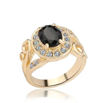 French Palace Gemstone Ring Gold Plated with Diamond Set