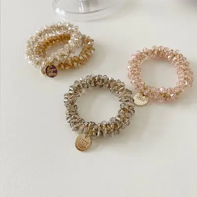 Korean Pearl Crystal Hair Ring High Elastic Elegant Mori Style