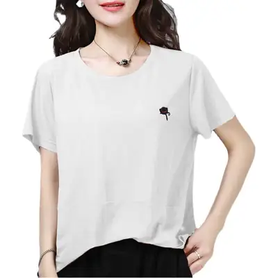 Women Brown Short Sleeve T-Shirt Loose Fit Summer Wear