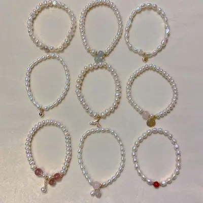Irregular Pearl Bracelet with Red Accent