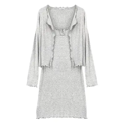 Grey Low Cut Sling Dress Set for Women