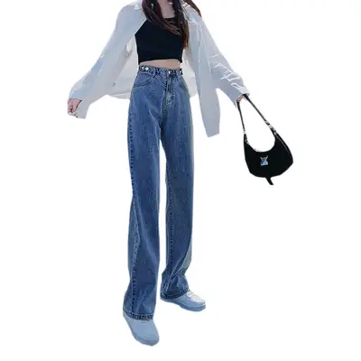 Women Wide Leg Jeans High Waist 2021 Summer