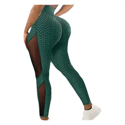 European American Jacquard Hip Stretch Yoga Pants Mesh Stitching Sports