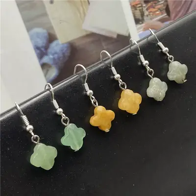Pink Four-leaf Crystal Earrings for Women