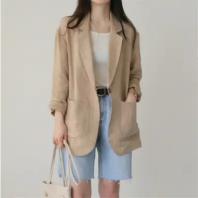 Women Thin Linen Suit 2021 Spring Summer Casual