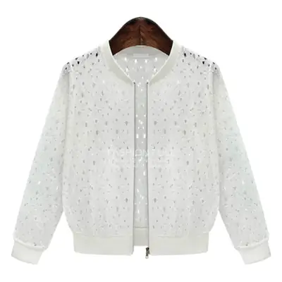 White Lace Long Sleeve Women's Jacket 2023 Summer