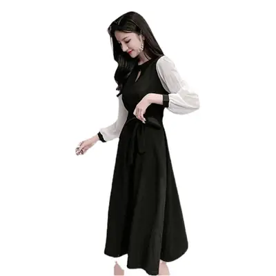 Black Long Sleeve Slim Fit Dress for Women