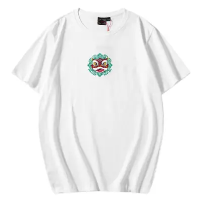 Men White Embroidered Cotton T-Shirt 2024