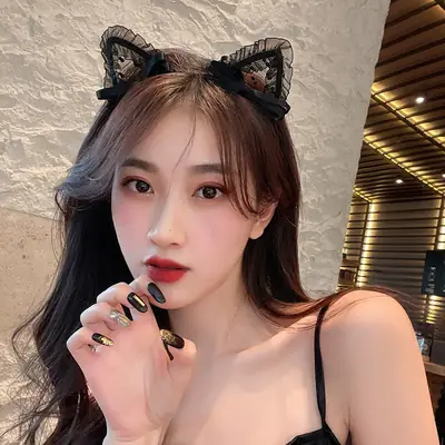 Black Lace Hairpin for Women with Bow