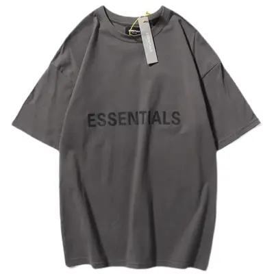 White Loose Fit T-Shirt with "Essentials" Print
