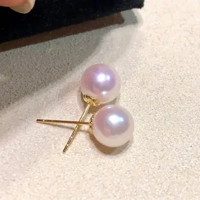 DIY Pearl Earrings G18K Gold Women 3-12mm