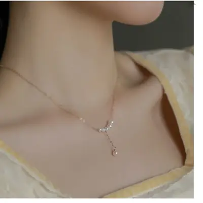 14K Gold-Filled Pearl Pendant Chain Necklace for Women