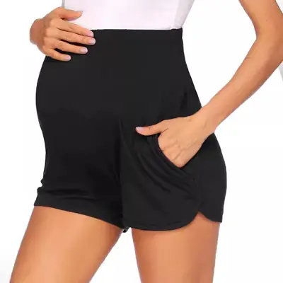 Maternity Shorts Solid Color for Home Pregnant Women