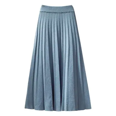 Women Pleated Knitted Skirt Mid Length Winter Warm