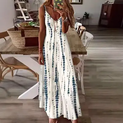 2022 Summer Tie-Dye Printed Long Dress for Women