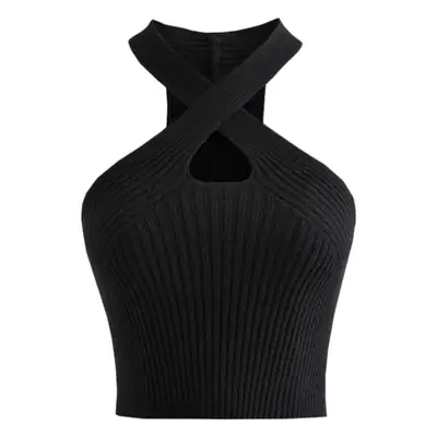2025 Summer Cross Cut Out Halterneck Camisole Women