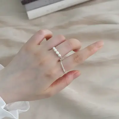 Freshwater Pearl Ring 925 Silver Stackable