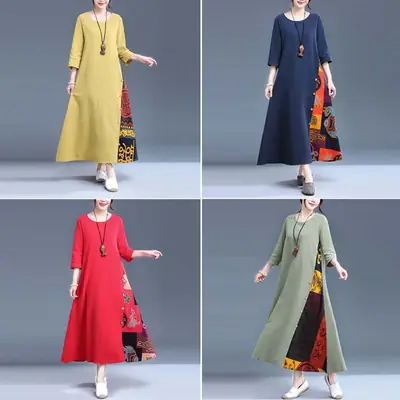 Women's Red Literary Long Sleeve Dress 2023