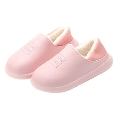 Women Cotton Heel Slippers Orange Winter Warm Indoor Non-Slip