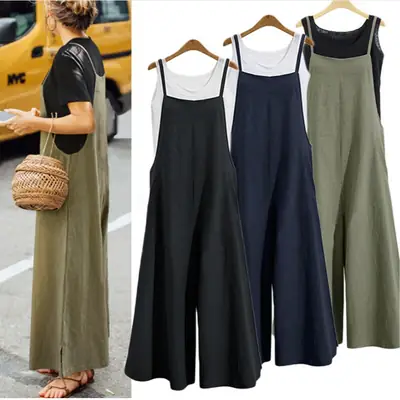 Wide Leg Pants Casual One-Piece Set for Women Black