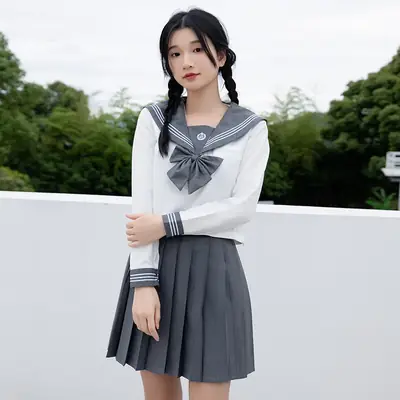 Gray Pleated Sailor Skirt for JK School