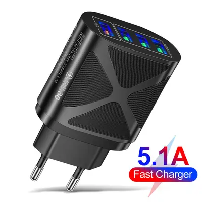 5.1A QC3.0 4USB Fast Charging Multi-USB Travel Charger