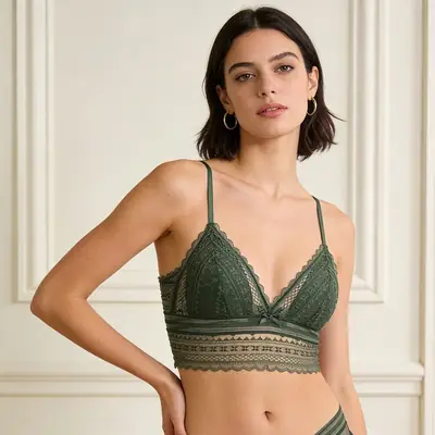 Breathable Lace U-Shaped Backless Bra for Women, Ultra-Thin, Wire-Free Triangle Cup Bra, French Style Lingerie