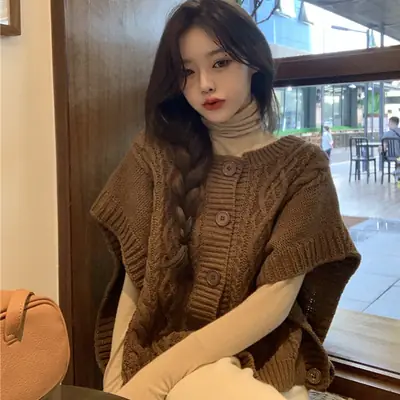 Korean Chic Sweater Set Loose Cap Sleeve Winter Wear