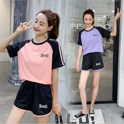 Women 2-Piece Yoga Running Suit Pink Black Teal Purple