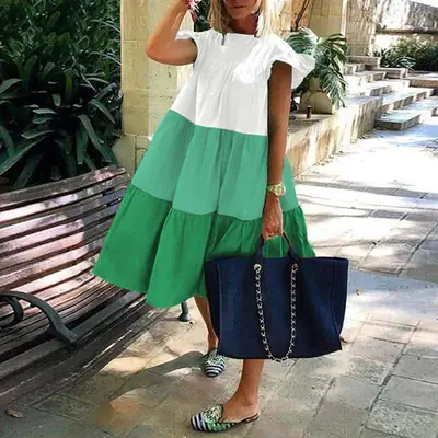 2024 Cross-Border Beach Dress Large Swing Export Ethnic Style Women Large Size