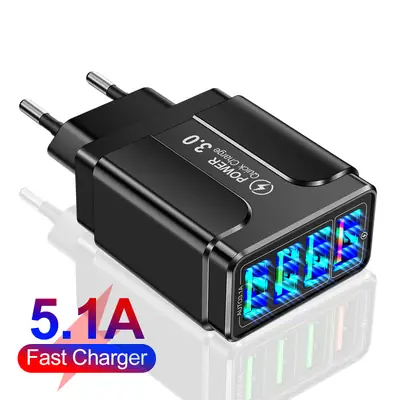 Four-Port Fast Charging Phone Charger European Standard
