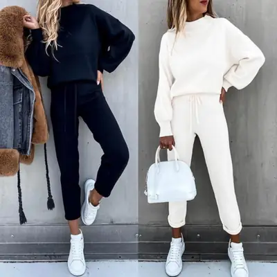 2021 Women Pink Sweatshirt & Pants Set